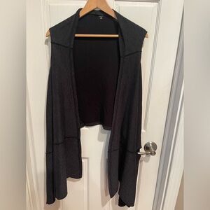 Matthildur Women's Black Striped Sleeveless Cardigan with Pockets  L/XL